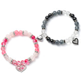 PANTIDE 2Pcs Shiny Heart Inspired Friendship Bracelets for Best Friend Christmas Magnetic Matching Bracelets for Couples Lover Family Big Sister Long Distance Relationship Beads Jewelry Gift