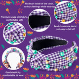 PANTIDE Mardi Gras Jeweled Knotted Headband - Carnival Green Pearl Rhinestone Beads Embellished Headband Wide Top Knot Fashion Hair Accessories Parade Birthday Gift for Women Girl (Purple Plaid)