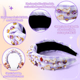 PANTIDE Music Jeweled Knotted Headband - Singer Fans Gift Guitar Red Lip Rhinestone Crystal Embellished Headband Wide Top Knot Hair Accessories Birthday Christmas Gift for Women Girl (Purple Plaid)