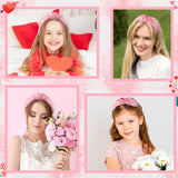 PANTIDE Pearl Jeweled Knotted Headband - Valentine's Day Heart Rhinestone Crystal Pearl Embellished Headband Wide Top Knot Fashion Hairband Accessories Christmas Birthday Gift for Women Girls (Pink)