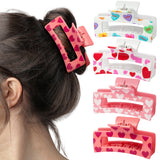 PANTIDE Valentine's Day Hair Claw Clips for Women Girls - Conversation Love Heart Rectangle Nonslip Banana Hair Clips, Thin Thick Short Long Curly Hair Accessories, Valentines Day Birthday Gift