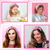PANTIDE Candy Jeweled Knotted Headband - Sugar Lollipop Rhinestone Crystal Embellished Preppy Headband Wide Top Knot Fashion Hairband Hair Accessories Birthday Gift for Women Girls (Pink Plaid)