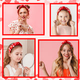 PANTIDE Conversation Heart Jeweled Knotted Headband - Valentine's Day XOXO Love Candy Rhinestone Pearl Embellished Headband Wide Top Knot Fashion Hairband Christmas Birthday Gift for Women Girl (Red)