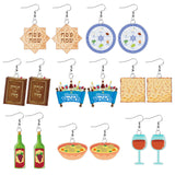 PANTIDE 8Pairs Passover Earrings for Women - Jewish Pesach Seder Food Matzo Haggadah Red Wine Earrings, Drop Dangle Acrylic Lightweight Cute Ear Decoration, Jewish Holiday Party Passover Jewelry Gift