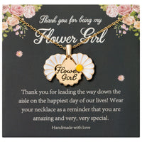 PANTIDE Daisy Locket Necklace for Flower Girl - Thank You for Being My Flower Girl Proposal Gift, Engraved Stainless Steel Jewelry Gift On Wedding Bridal Shower from Bride (Gold)