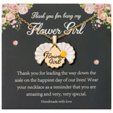 PANTIDE Daisy Locket Necklace for Flower Girl - Thank You for Being My Flower Girl Proposal Gift, Engraved Stainless Steel Jewelry Gift On Wedding Bridal Shower from Bride (Gold)
