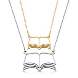 PANTIDE 2Pcs Book Lovers Necklace For Women - Open Book Matching Pendant Necklace, Bookworm Librarian Reading Book Club Teacher Student Gifts, Stainless Steel Jewelry Christmas Birthday Gift