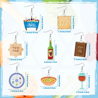 PANTIDE 8Pairs Passover Earrings for Women - Jewish Pesach Seder Food Matzo Haggadah Red Wine Earrings, Drop Dangle Acrylic Lightweight Cute Ear Decoration, Jewish Holiday Party Passover Jewelry Gift
