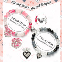 PANTIDE 2Pcs Shiny Heart Inspired Friendship Bracelets for Best Friend Christmas Magnetic Matching Bracelets for Couples Lover Family Big Sister Long Distance Relationship Beads Jewelry Gift