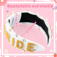PANTIDE Bride Jeweled Knotted Headband - Rhinestone Crystal Embellished Headband Wide Top Knot Fashion Hairband Hair Accessories Wedding Bridal Shower Bachelorette Party Gift for Women Girls (White)