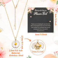 PANTIDE Daisy Locket Necklace for Flower Girl - Thank You for Being My Flower Girl Proposal Gift, Engraved Stainless Steel Jewelry Gift On Wedding Bridal Shower from Bride (Gold)