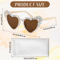 PANTIDE Bride To Be Sunglasses - Rhinestone Pearl Heart Shaped Sunglasses, Bachelorette Bridal Shower Wedding Engagement Party Favors Glasses Accessories, Jewelry Gift for Bridesmaid Women (Brown)