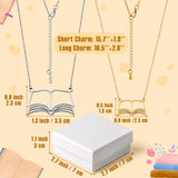 PANTIDE 2Pcs Book Lovers Necklace For Women - Open Book Matching Pendant Necklace, Bookworm Librarian Reading Book Club Teacher Student Gifts, Stainless Steel Jewelry Christmas Birthday Gift