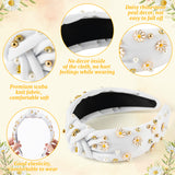 PANTIDE Daisy Jeweled Knotted Headband - Rhinestone Crystal Beads Embellished Headband Wide Top Knot Fashion Hairband Hair Accessories Summer Birthday Holiday Christmas Gift for Women Girls (White)