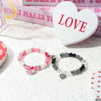 PANTIDE 2Pcs Shiny Heart Inspired Friendship Bracelets for Best Friend Christmas Magnetic Matching Bracelets for Couples Lover Family Big Sister Long Distance Relationship Beads Jewelry Gift