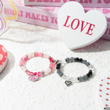 PANTIDE 2Pcs Shiny Heart Inspired Friendship Bracelets for Best Friend Christmas Magnetic Matching Bracelets for Couples Lover Family Big Sister Long Distance Relationship Beads Jewelry Gift