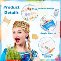 PANTIDE 8Pairs Passover Earrings for Women - Jewish Pesach Seder Food Matzo Haggadah Red Wine Earrings, Drop Dangle Acrylic Lightweight Cute Ear Decoration, Jewish Holiday Party Passover Jewelry Gift