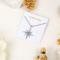PANTIDE North Star Necklace for Women - North Star Charm Pendant Necklace, Adjustable Celestial Starburst Dainty Necklace Fashion Jewelry, Christmas Wedding Anniversary Birthday Gift (Silver)