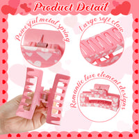 PANTIDE Valentine's Day Hair Claw Clips for Women Girls - Conversation Love Heart Rectangle Nonslip Banana Hair Clips, Thin Thick Short Long Curly Hair Accessories, Valentines Day Birthday Gift