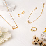 PANTIDE 5Pcs Book Lovers Jewelry Set For Women - Open Book Necklace Gold Plated Earring Ring Bracelet, Bookworm Librarian Reading Club Teacher Gifts, Stainless Steel Jewelry Christmas Birthday Gift