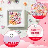 PANTIDE 60Pcs Valentine's Day Conversation Heart Candy Charms Colorful Resin Heart Shaped Pendant Jewelry Making Necklace Bracelet Earring DIY Art Craft Accessories for Valentines Day Anniversary