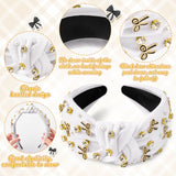 PANTIDE Coquette Black Bow Jeweled Knotted Headband - Rhinestone Crystal Embellished Preppy Trendy Headband Wide Top Knot Non Slip Fashion Hairband Accessories Birthday Gift for Women Girl (White)