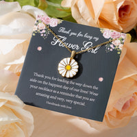 PANTIDE Daisy Locket Necklace for Flower Girl - Thank You for Being My Flower Girl Proposal Gift, Engraved Stainless Steel Jewelry Gift On Wedding Bridal Shower from Bride (Gold)