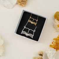 PANTIDE 2Pcs Book Lovers Necklace For Women - Open Book Matching Pendant Necklace, Bookworm Librarian Reading Book Club Teacher Student Gifts, Stainless Steel Jewelry Christmas Birthday Gift