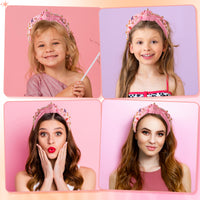 PANTIDE Music Jeweled Knotted Headband - Singer Fans Gift Guitar Red Lip Rhinestone Crystal Embellished Headband Wide Top Knot Fashion Hairband Birthday Back To School Gift for Women Girls (Pink)