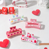 PANTIDE Valentine's Day Hair Claw Clips for Women Girls - Conversation Love Heart Rectangle Nonslip Banana Hair Clips, Thin Thick Short Long Curly Hair Accessories, Valentines Day Birthday Gift