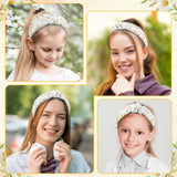 PANTIDE Daisy Jeweled Knotted Headband - Rhinestone Crystal Beads Embellished Headband Wide Top Knot Fashion Hairband Hair Accessories Summer Birthday Holiday Christmas Gift for Women Girls (White)