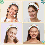 PANTIDE Teacher Jeweled Knotted Headband - Teacher Appreciation Gift Apple Pencil Rhinestone Pearl Embellished Headband Wide Top Knot Hair Accessories Back To School Birthday for Women Girls (White)