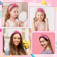 PANTIDE Candy Jeweled Knotted Headband - Sugar Lollipop Rhinestone Crystal Embellished Preppy Headband Non Slip Wide Top Knot Fashion Hairband Hair Accessories Birthday Gift for Women Girls (Pink)