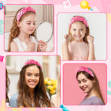 PANTIDE Candy Jeweled Knotted Headband - Sugar Lollipop Rhinestone Crystal Embellished Preppy Headband Non Slip Wide Top Knot Fashion Hairband Hair Accessories Birthday Gift for Women Girls (Pink)
