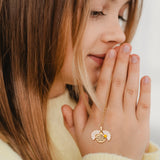 PANTIDE Christian Daisy Locket Necklace for Women Girls - God Is Within Her She Will Not Fail Engraved Faith Religious Necklace Inspirational Stainless Steel Necklace Jewelry Birthday Gift (Gold)