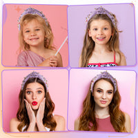 PANTIDE Music Jeweled Knotted Headband - Singer Fans Gift Guitar Red Lip Rhinestone Crystal Embellished Headband Wide Top Knot Fashion Hairband Birthday Back To School Gift for Women Girls (Purple)