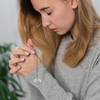 PANTIDE Christian Daisy Locket Necklace for Women Girls - God Is Within Her She Will Not Fail Engraved Faith Religious Necklace Inspirational Stainless Steel Necklace Jewelry Birthday Gift (Silver)