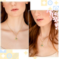 PANTIDE North Star Necklace for Women - North Star Charm Pendant Necklace, Adjustable Celestial Starburst Dainty Necklace Fashion Jewelry, Christmas Wedding Anniversary Birthday Gift (Gold)