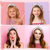 PANTIDE Music Jeweled Knotted Headband - Singer Fans Gift Guitar Red Lip Rhinestone Crystal Embellished Headband Wide Top Knot Fashion Hairband Birthday Back To School Gift for Women Girls (White)