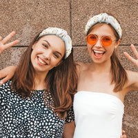 PANTIDE Daisy Jeweled Knotted Headband - Rhinestone Crystal Beads Embellished Headband Wide Top Knot Fashion Hairband Hair Accessories Summer Birthday Holiday Christmas Gift for Women Girls (White)