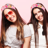 PANTIDE Candy Jeweled Knotted Headband - Rainbow Lollipop Rhinestone Crystal Embellished Preppy Headband Non Slip Wide Top Knot Fashion Hairband Hair Accessories Birthday Gift for Women Girls (Pink)