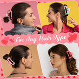 PANTIDE Valentine's Day Hair Claw Clips for Women Girls - Conversation Love Heart Rectangle Nonslip Banana Hair Clips, Thin Thick Short Long Curly Hair Accessories, Valentines Day Birthday Gift