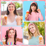 PANTIDE Ice Cream Jeweled Knotted Headband - Lollipop Heart Rhinestone Crystal Embellished Headband Non Slip Wide Top Knot Fashion Hairband Hair Accessories Summer Birthday Gift for Women Girls (Pink)