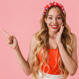 PANTIDE Conversation Heart Knotted Headband Valentine's Day Love Candy Embellished Headband Non Slip Wide Top Knot Fashion Hairband Hair Accessories Christmas Birthday Gift for Women Girls (Red)