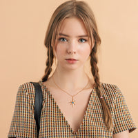 PANTIDE North Star Necklace for Women - North Star Charm Pendant Necklace, Adjustable Celestial Starburst Dainty Necklace Fashion Jewelry, Christmas Wedding Anniversary Birthday Gift (Rose Gold)