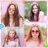 PANTIDE Candy Jeweled Knotted Headband - Rainbow Lollipop Rhinestone Crystal Embellished Preppy Headband Non Slip Wide Top Knot Fashion Hairband Accessories Birthday Gift for Women Girls (Pink Plaid)