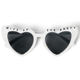 PANTIDE Wife Of The Party Sunglasses - Rhinestone Pearl Heart Shaped Sunglasses, Bachelorette Bridal Shower Party Favors Glasses Accessories, Eyewear Jewelry Gift for Bride Bridesmaid Women (White)
