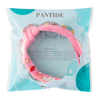 PANTIDE Music Jeweled Knotted Headband - Singer Fans Gift Guitar Red Lip Rhinestone Crystal Embellished Headband Wide Top Knot Fashion Hairband Birthday Back To School Gift for Women Girls (Pink)