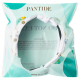 PANTIDE Teacher Jeweled Knotted Headband - Teacher Appreciation Gift Apple Pencil Rhinestone Pearl Embellished Headband Wide Top Knot Hair Accessories Back To School Birthday for Women Girls (White)