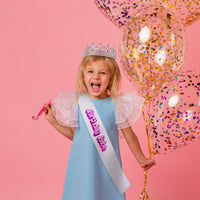 PANTIDE Birthday Babe Sash Crown Set Pink Rhinestone Crystal Tiara with Comb Glitter Princess Queen Headband Hair Accessories Happy Birthday Prom Party Decoration Valentine’s Day Gift for Women Girls